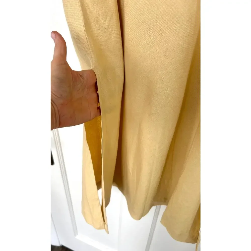 Vintage Buttercream 100% Linen Column Skirt Size Small | Minimalist Chic Style